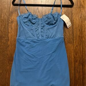 Urban Outfitters Blue Lace Detail Chemise